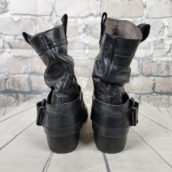 Spiral Leather Slouchy Biker Cowboy Boot Adjustable Harness Black Size 39 - Picture 10 of 12